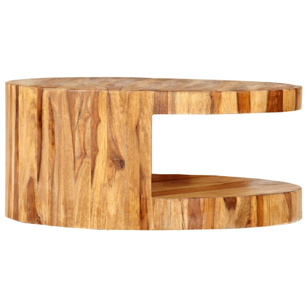 Round Coffee Table 25.6"x11.8" Solid Sheesham Wood B6618