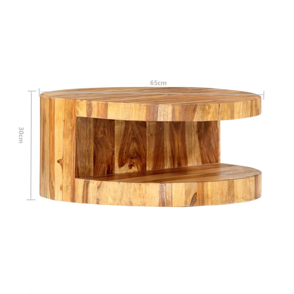 Round Coffee Table 25.6"x11.8" Solid Sheesham Wood B6618
