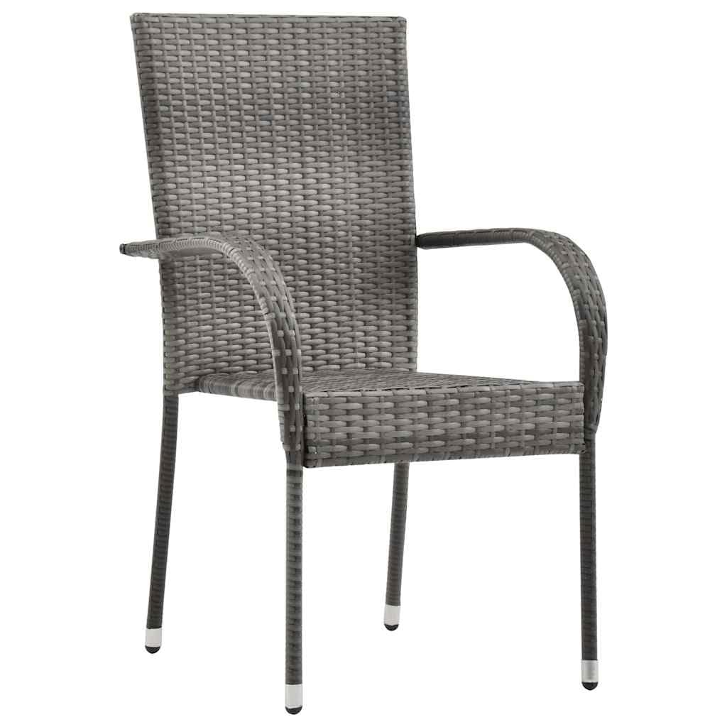 Grey Poly Rattan Stacking Patio Chairs Q4002