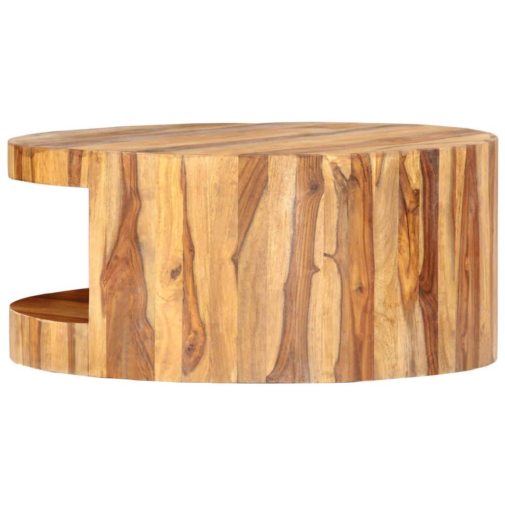 Round Coffee Table 25.6"x11.8" Solid Sheesham Wood B6618