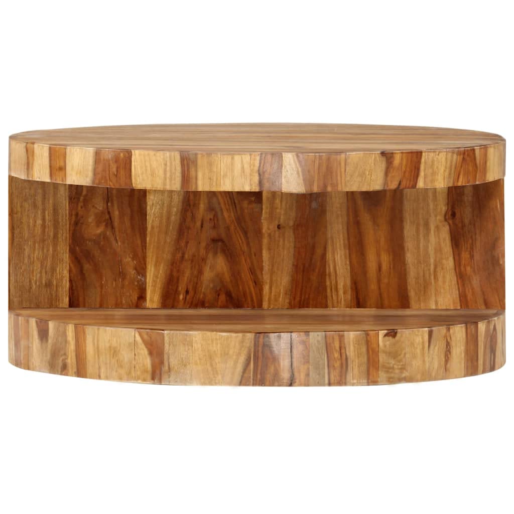 Round Coffee Table 25.6"x11.8" Solid Sheesham Wood B6618