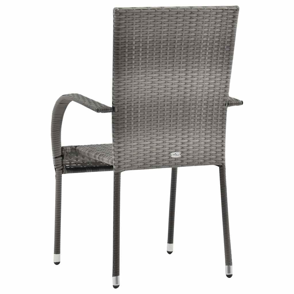 Grey Poly Rattan Stacking Patio Chairs Q4002
