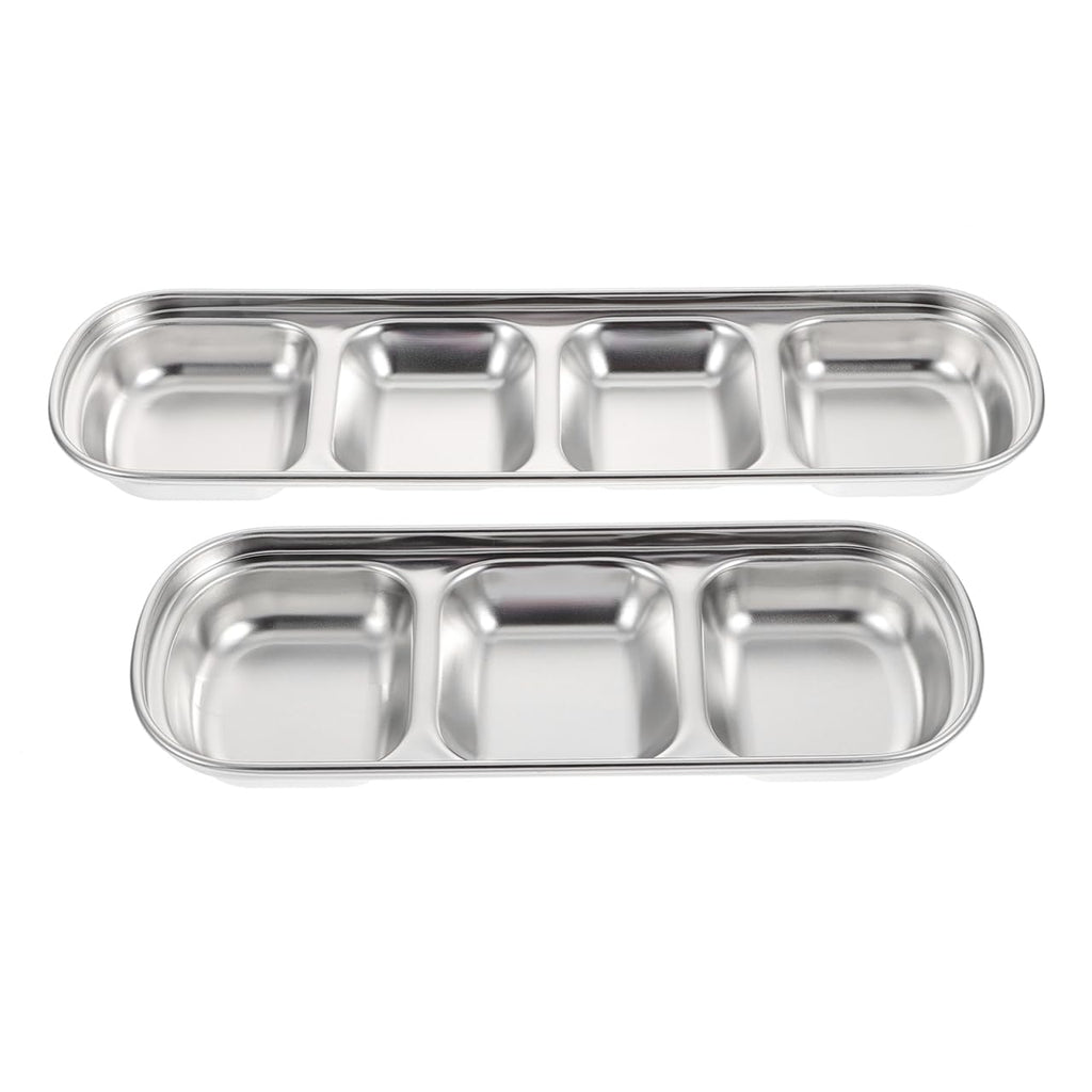 2pcs Stainless Steel Compartment Pet Food Bowls U68541