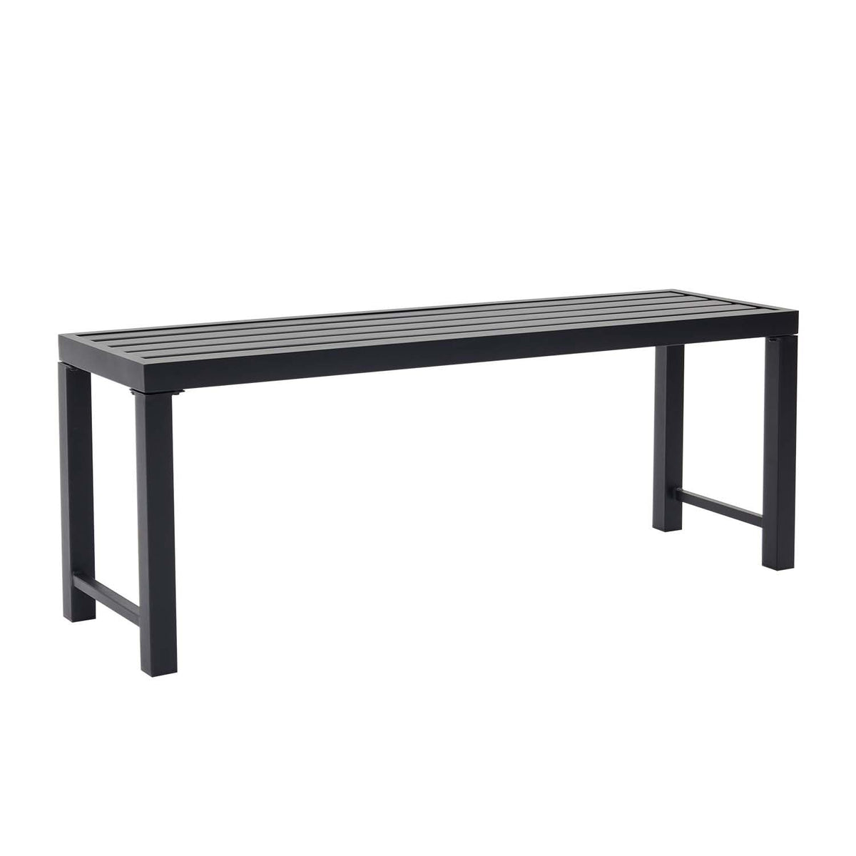 46" Black Metal Backless Outdoor Bench O1101