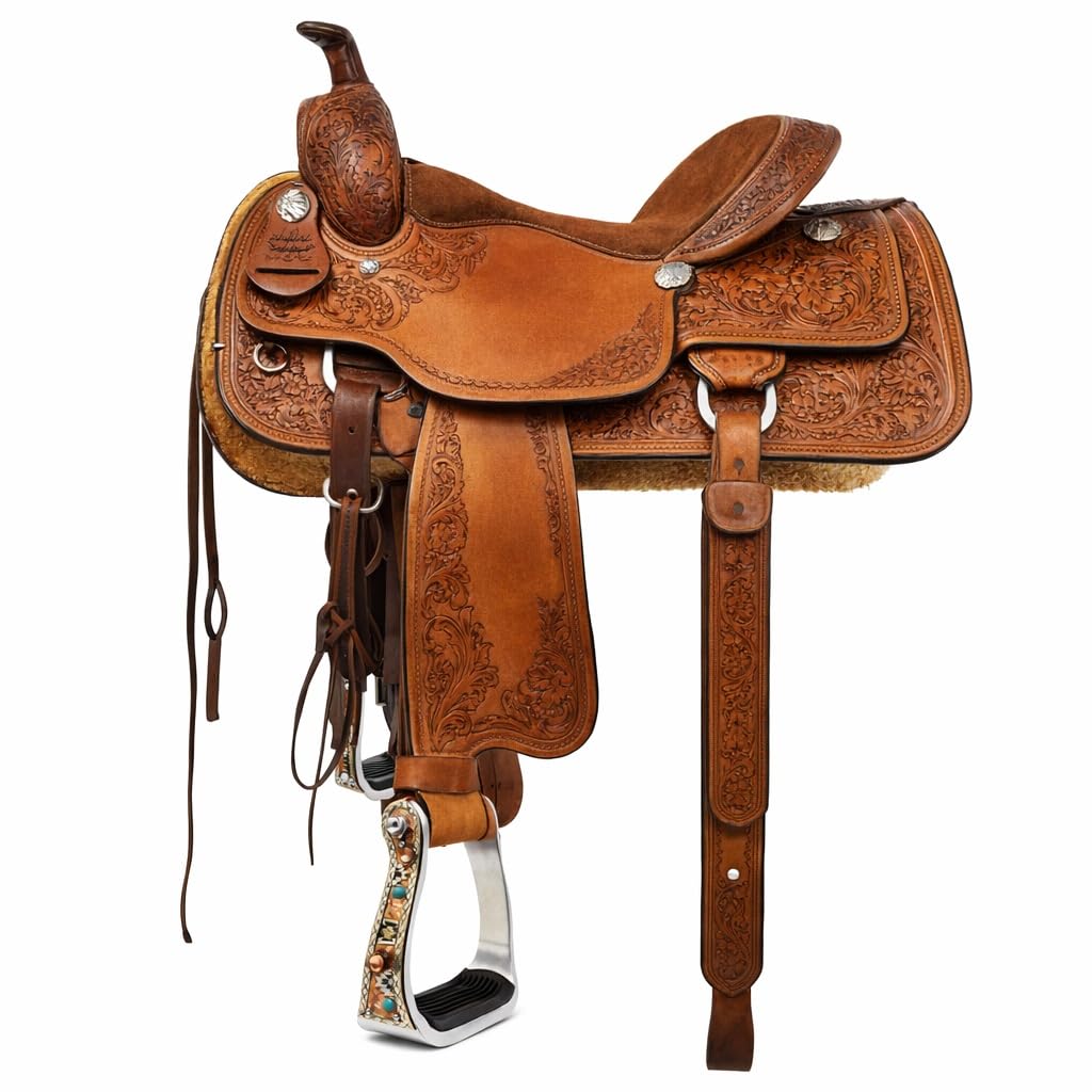 Turquoise Stone Aluminum Copper Barrel Stirrups R849348