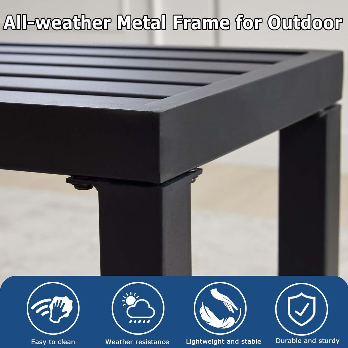 46" Black Metal Backless Outdoor Bench O1101