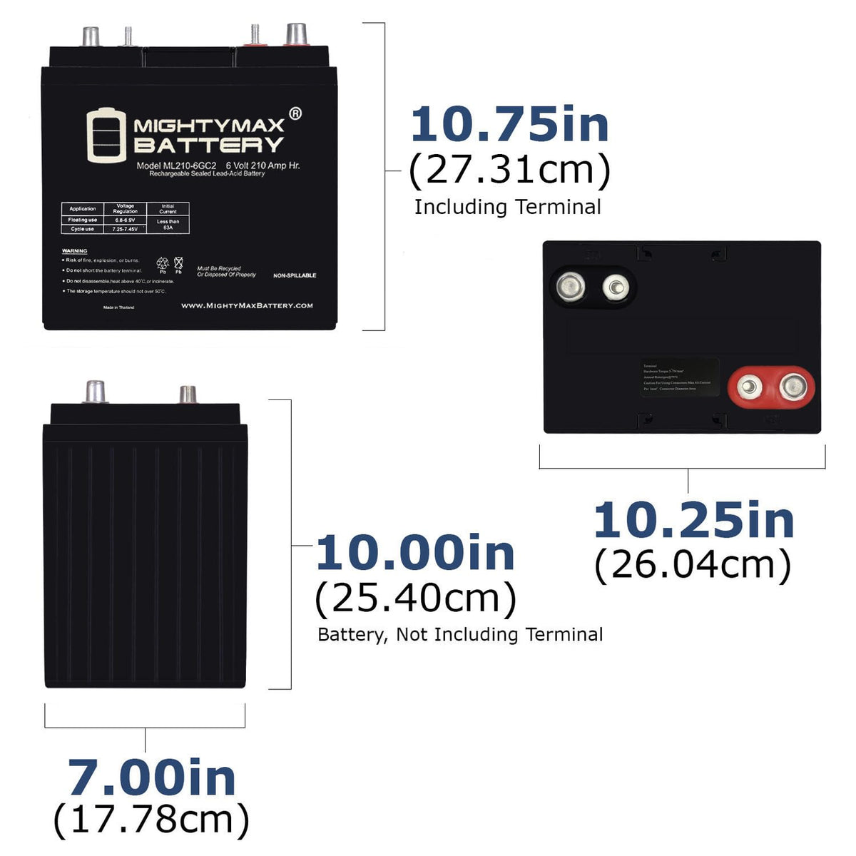 6V 210AH Dual Terminal SLA Replacement Battery 4 Pack G808032