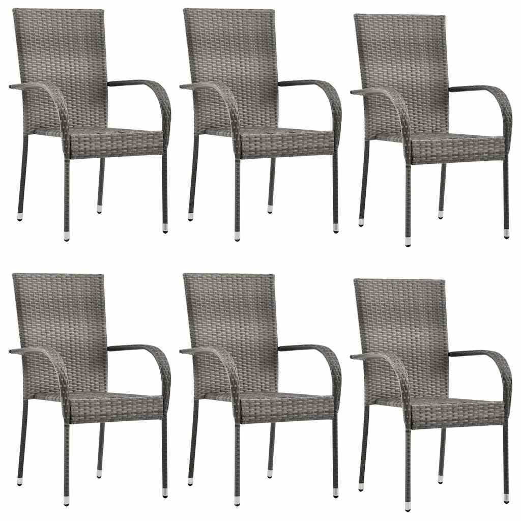 Grey Poly Rattan Stacking Patio Chairs Q4002