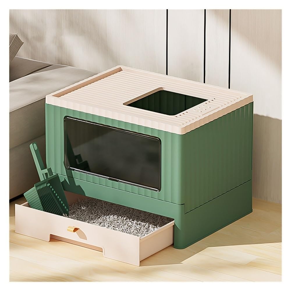 Foldable Cat Litter Box with Lid & Scoop T36469