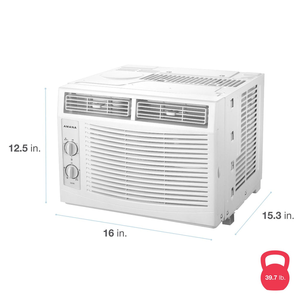 5,000 BTU Window Air Conditioner with Mechanical Controls, Dehumidifier, Washable Filter, 2 Fan Speeds, White I14952