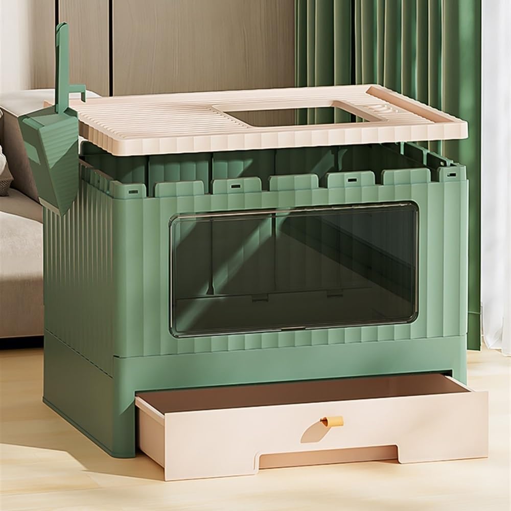 Foldable Cat Litter Box with Lid & Scoop T36469