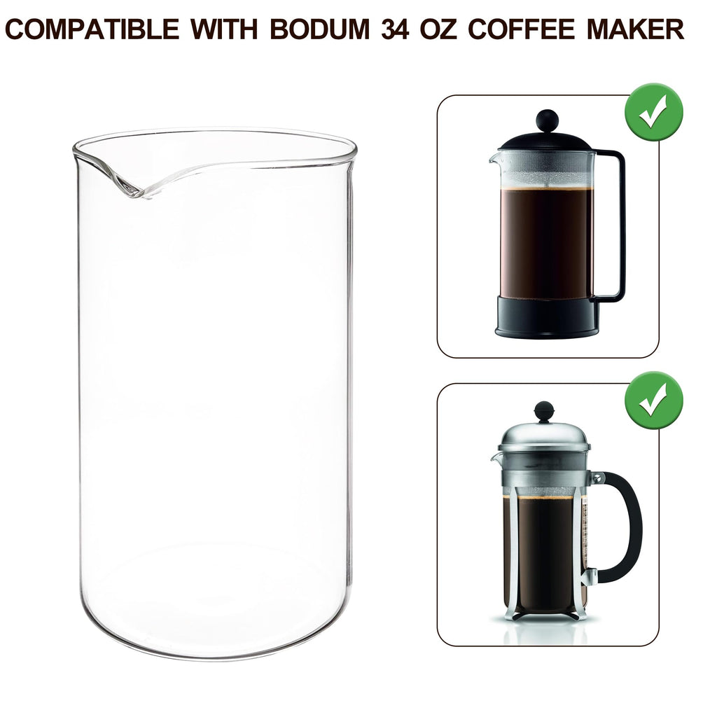 Glass French Press Replacement, 34 Ounce, Dishwasher Safe Y416189