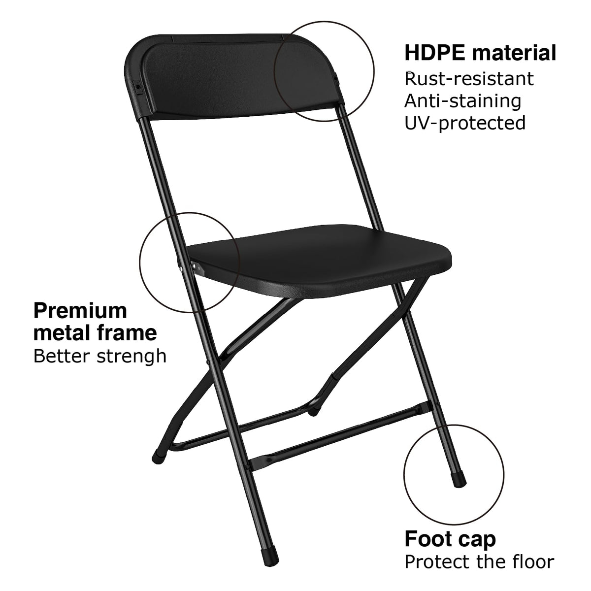 Black Plastic Folding Chairs, 10 Pack U27665