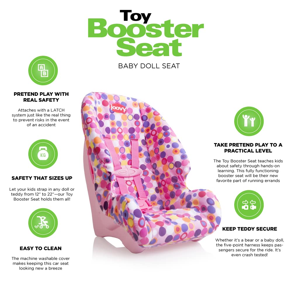 Toy Booster Seat & Doll Car Seat with Five-Point Harness, Pink Y9638