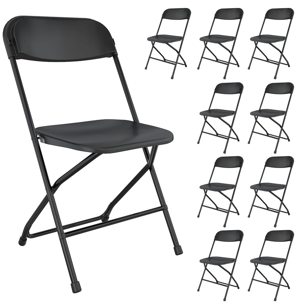 Black Plastic Folding Chairs, 10 Pack U27665