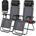 2 Pack Black Zero Gravity Lounge Chairs with Side Table B306
