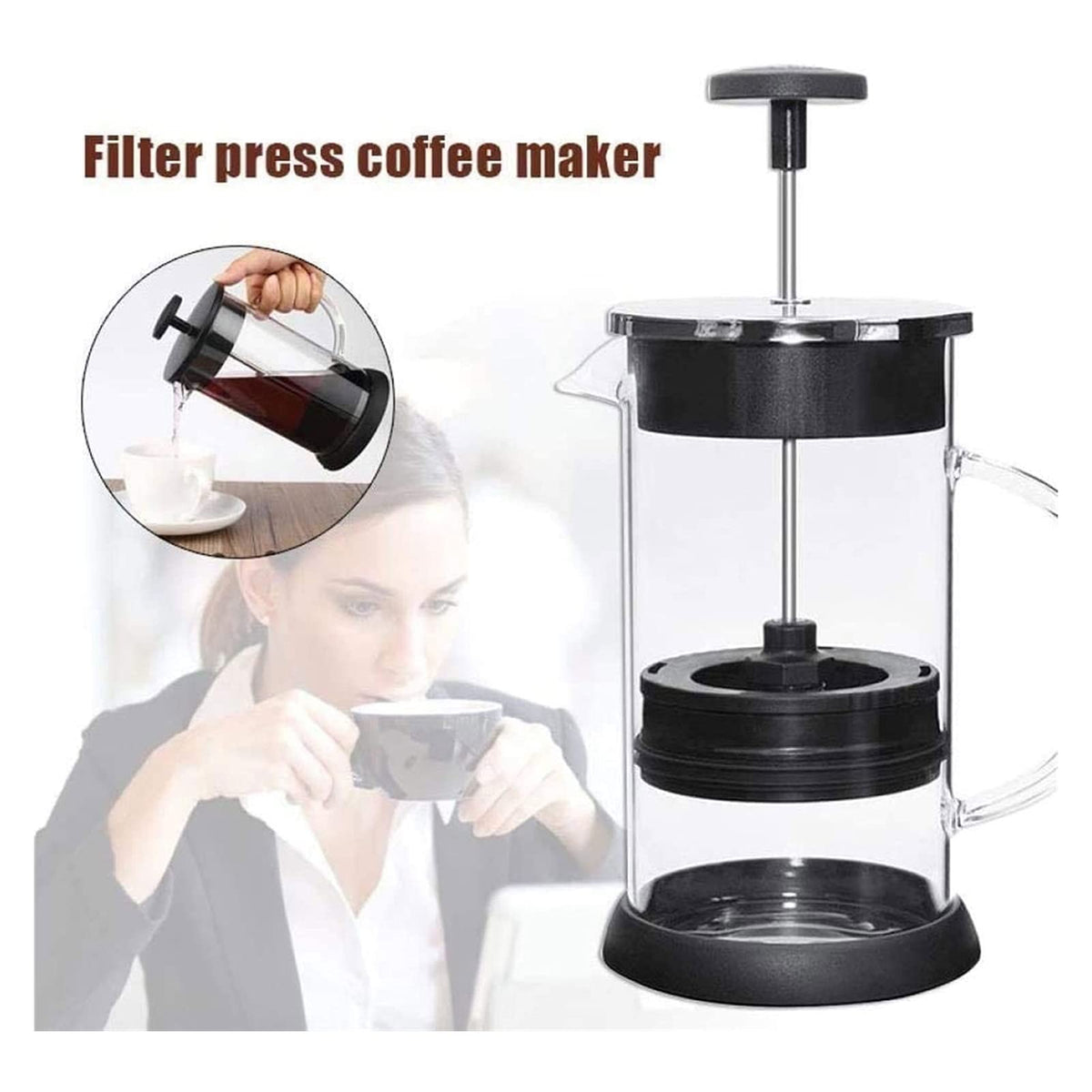34 Oz Stainless Steel French Coffee Press with Triple Filters S611