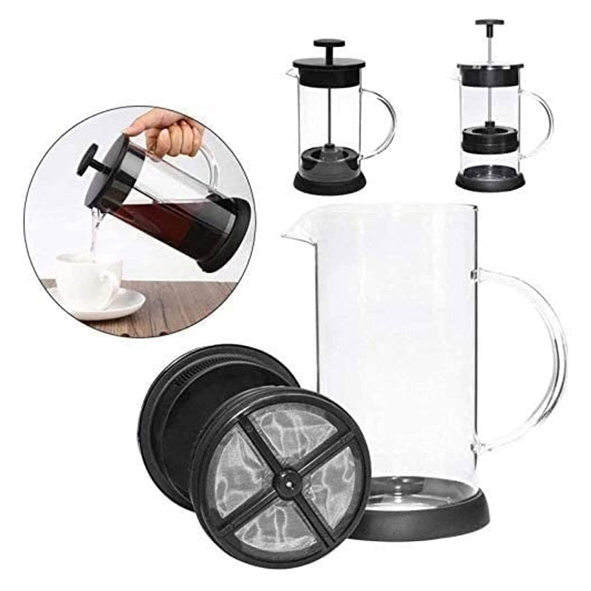 34 Oz Stainless Steel French Coffee Press with Triple Filters S611