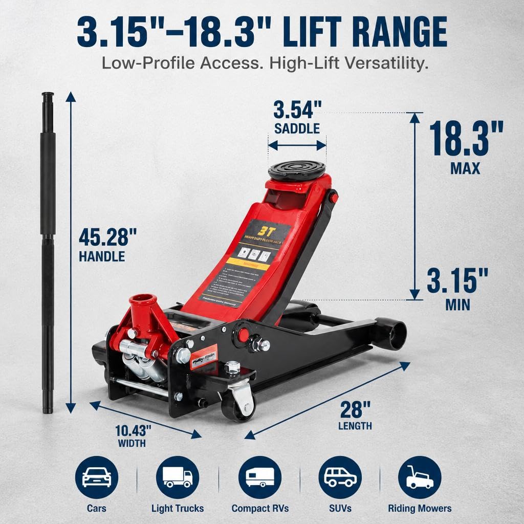 3 Ton Low Profile Steel Hydraulic Floor Jack K33244