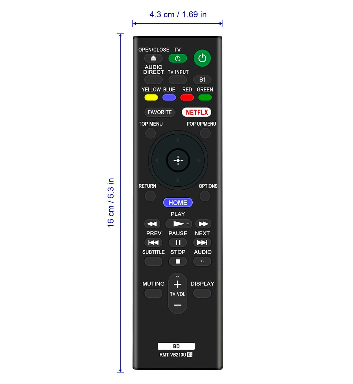 Replace Remote Control for Sony 4K Ultra HD Blu-ray Player U398