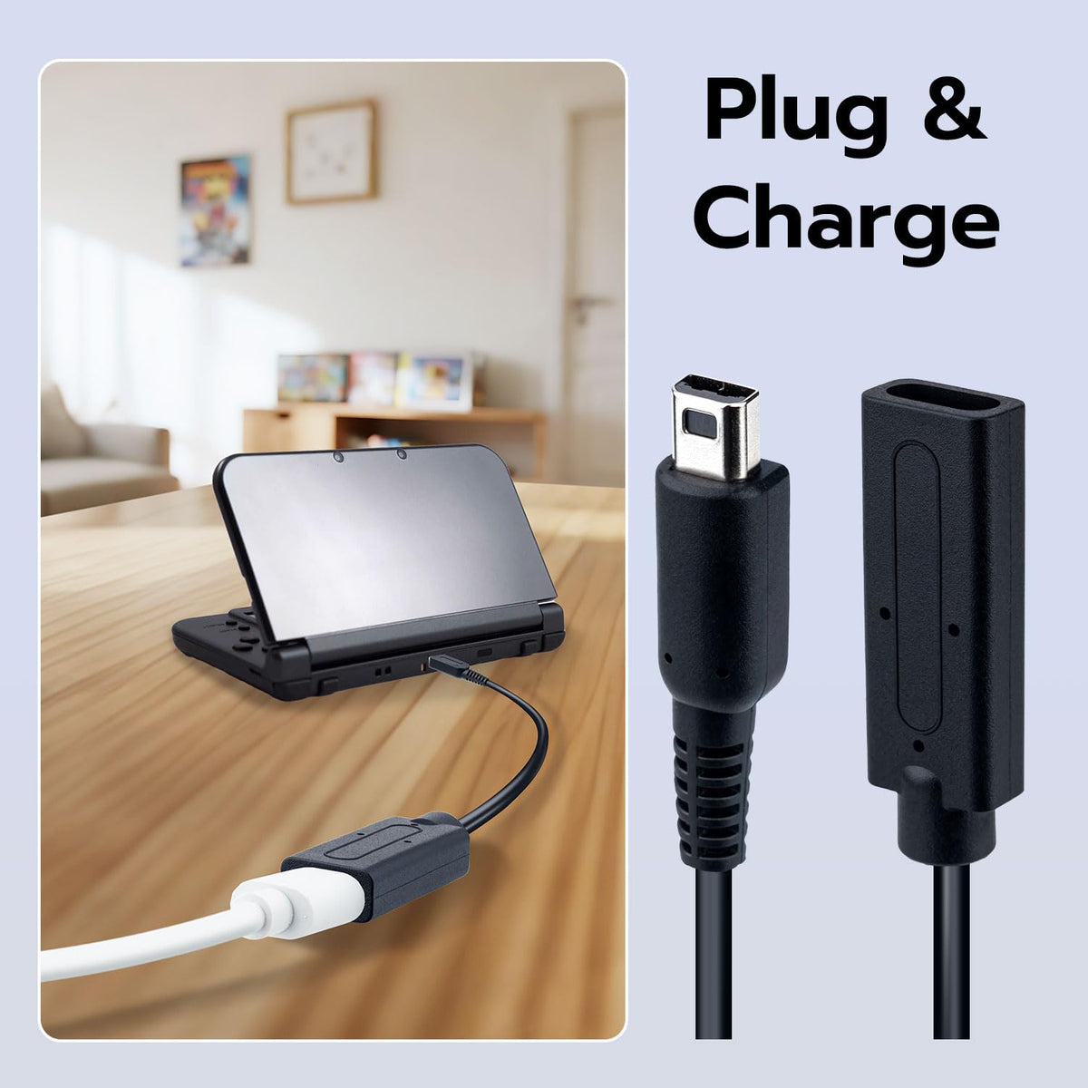 USB-C to 3DS Charger Cord Black H4936
