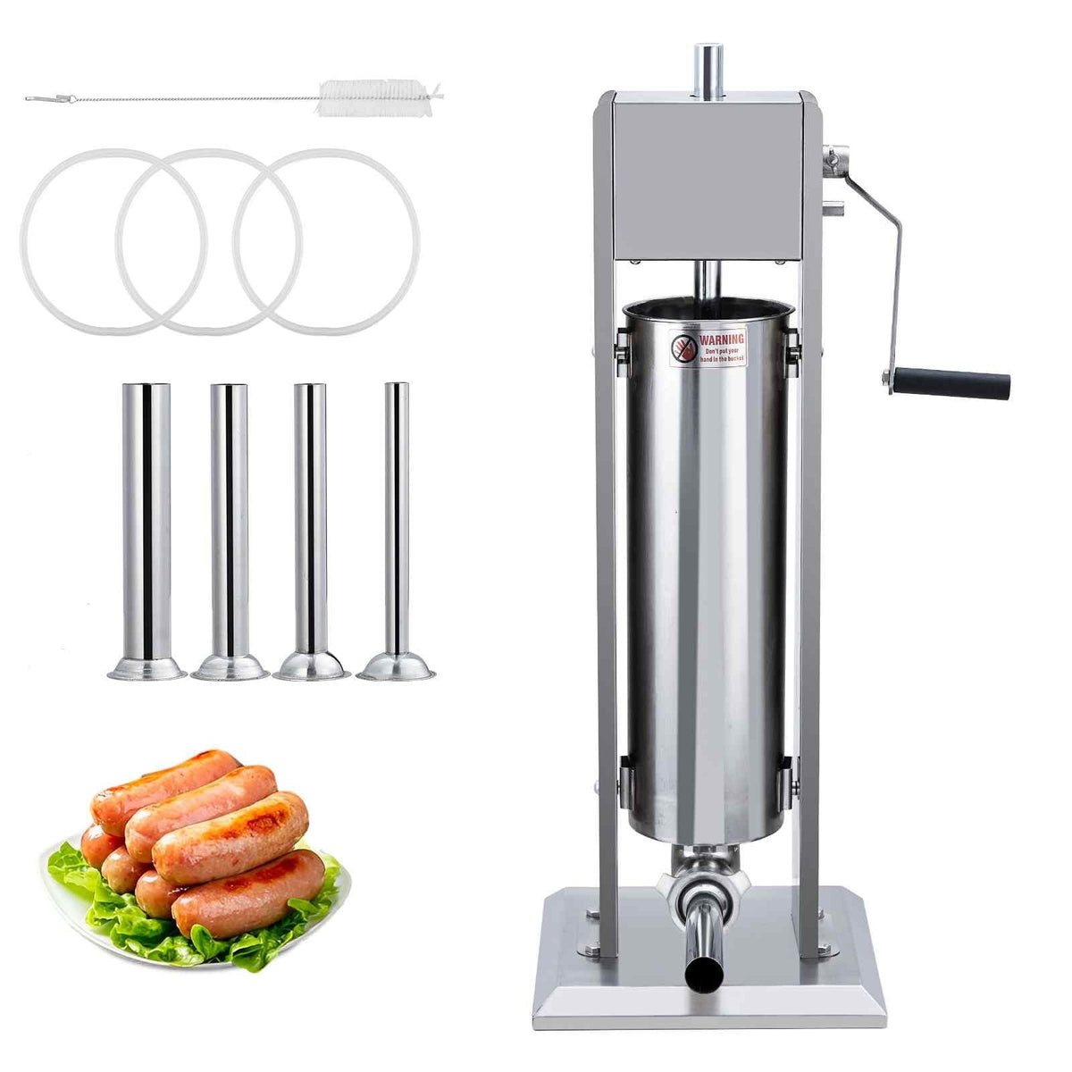 Manual Stainless Steel Sausage Stuffer with 4 Stuffing Tubes N61173