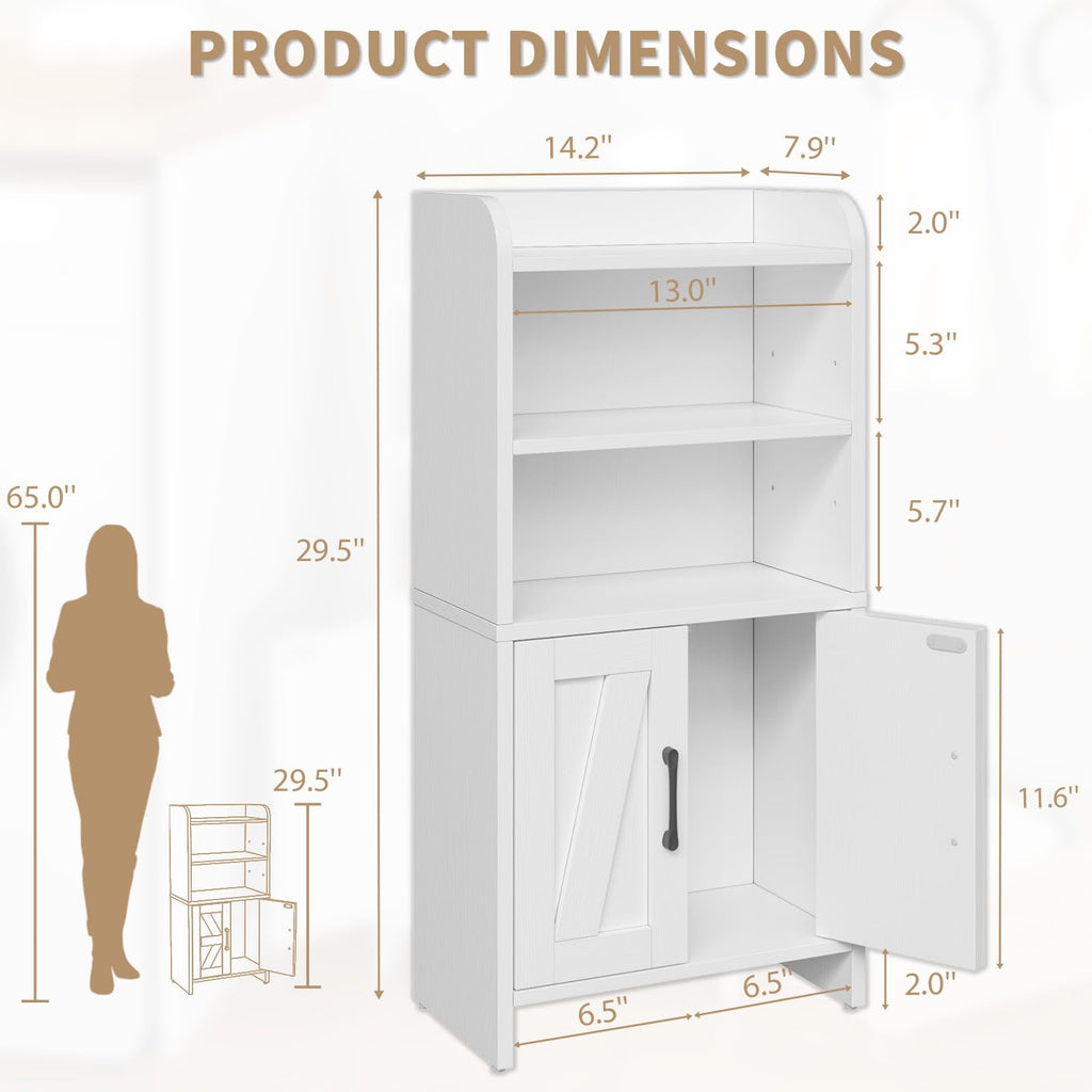 White Small Bathroom Storage Cabinet with 2 Doors and Shelves G646668