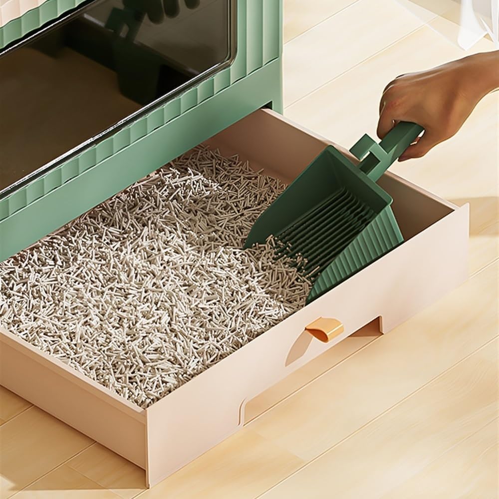 Foldable Cat Litter Box with Lid & Scoop T36469