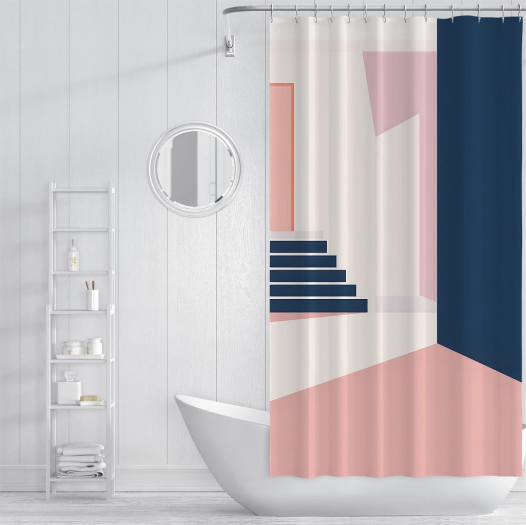 Pink Geometric Shower Curtain 72x72 Inches H1934