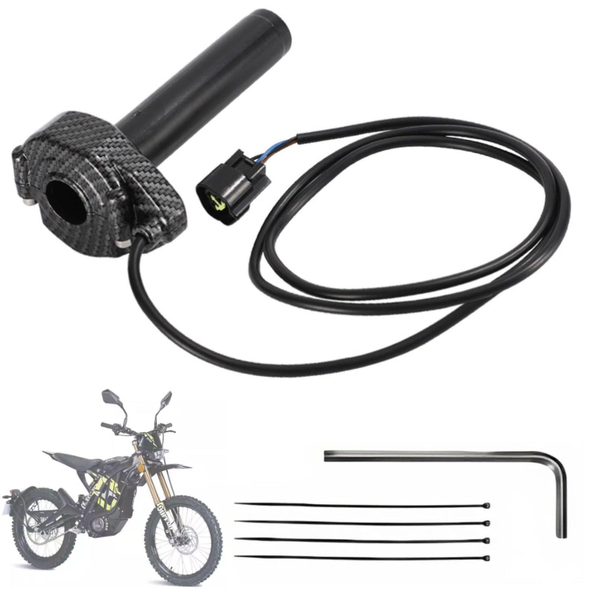 Electric Dirt Bike Twist Throttle Metal Housing Ribbed Grip 3 Pin Sealed Connector Q780