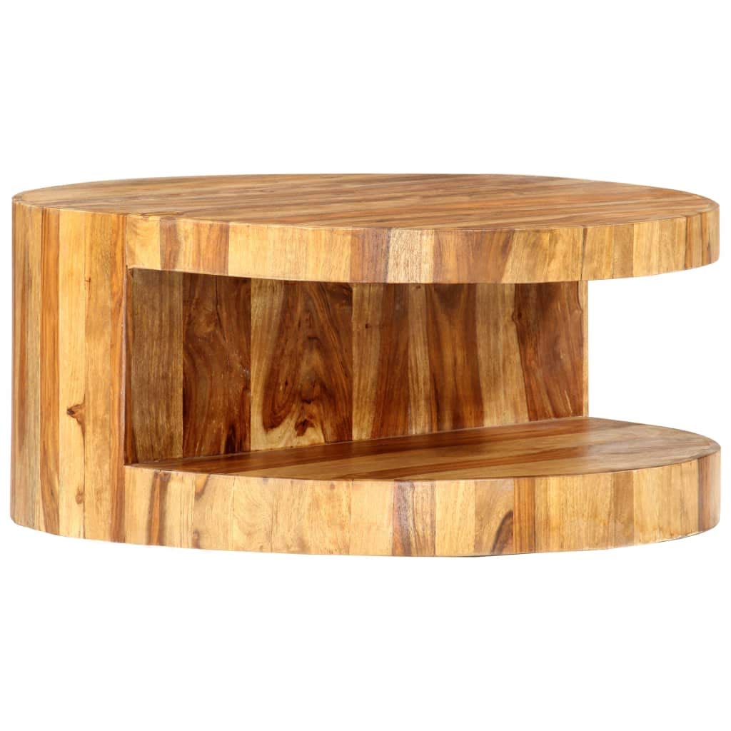 Round Coffee Table 25.6"x11.8" Solid Sheesham Wood B6618