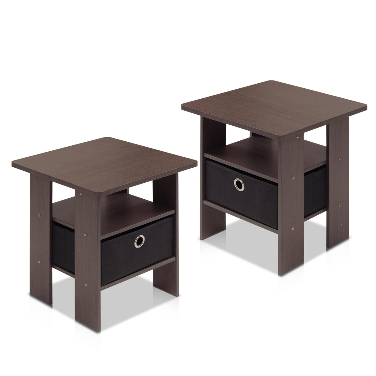 Brown 3-Tier Square Side Table Set of 2 I296024