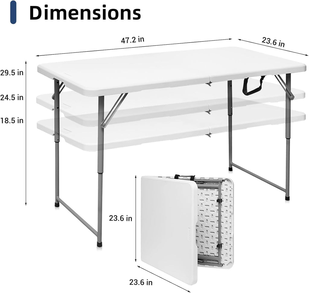 4 Foot Portable Heavy Duty Plastic Folding Table T232