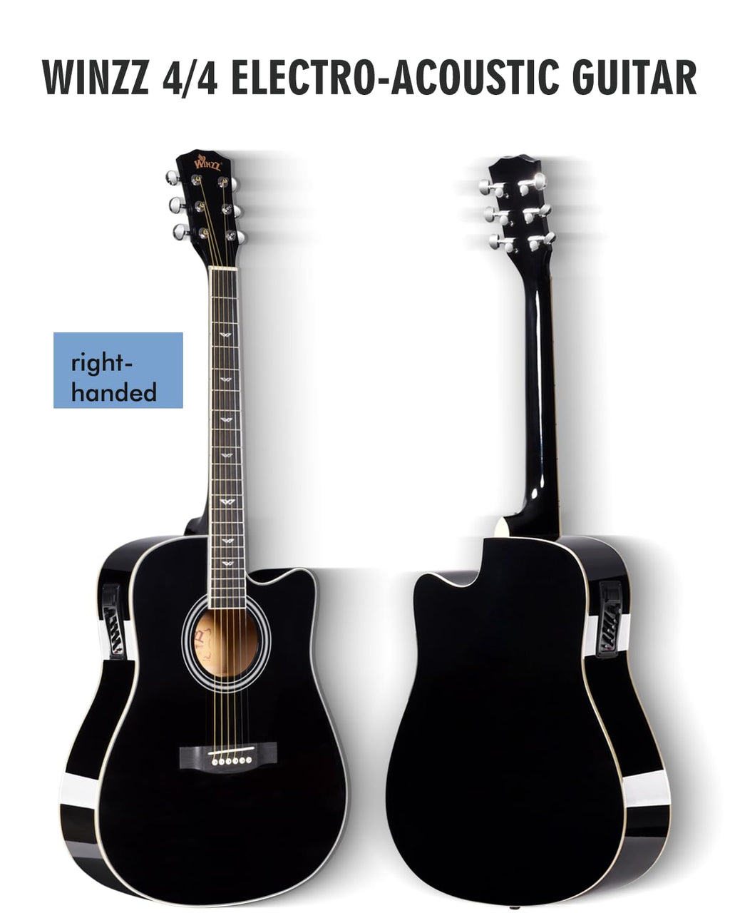 Glossy Black 4/4 Full Size 6 Steel-String Acoustic-Electric Guitar F426