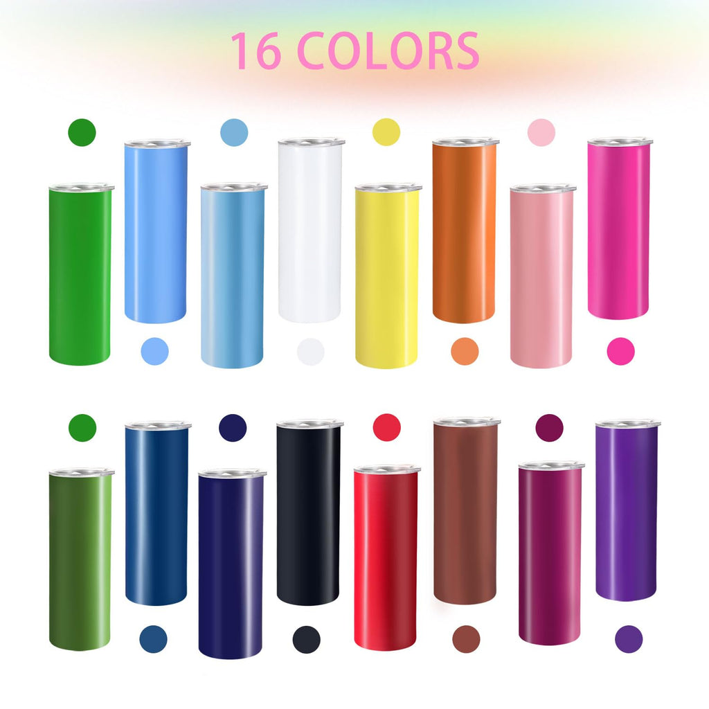 16 Pack 20oz Stainless Steel Insulated Tumblers with Lid and Straw E7263