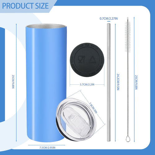 16 Pack 20oz Stainless Steel Insulated Tumblers with Lid and Straw E7263