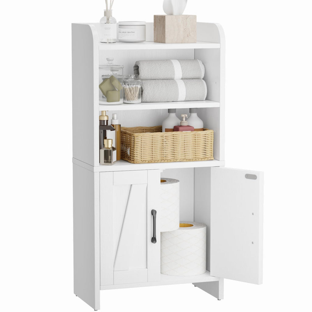 White Small Bathroom Storage Cabinet with 2 Doors and Shelves G646668