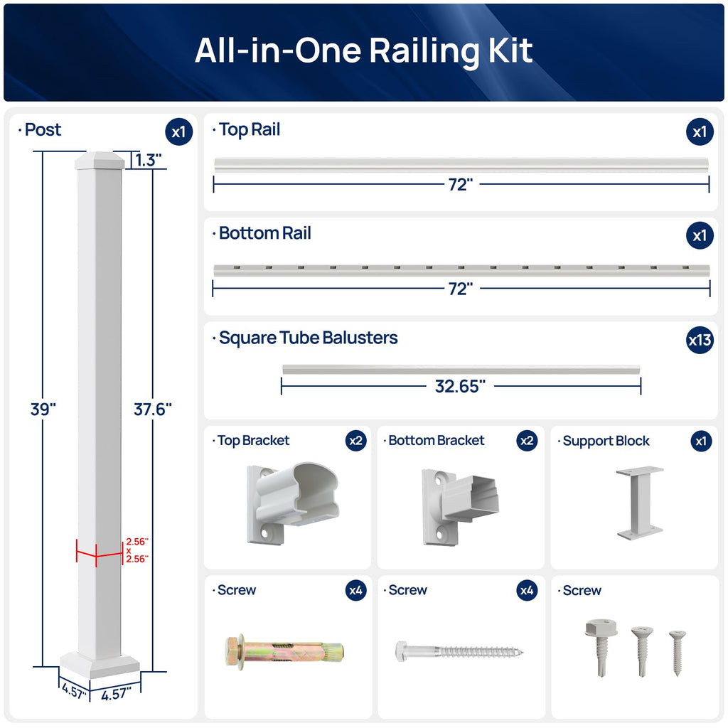 White Modular Stair Railing Kit Z22527