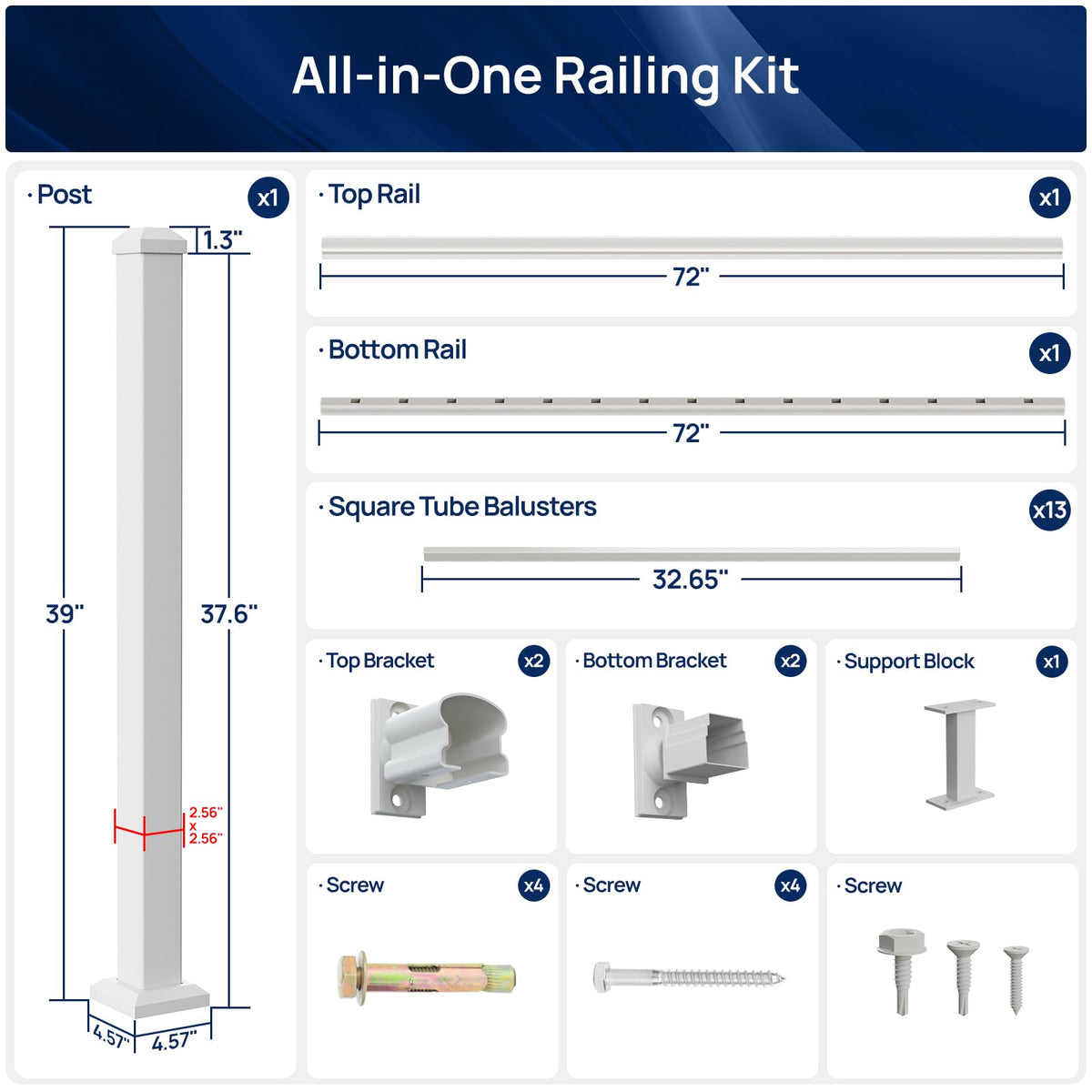 White Modular Stair Railing Kit Z22527