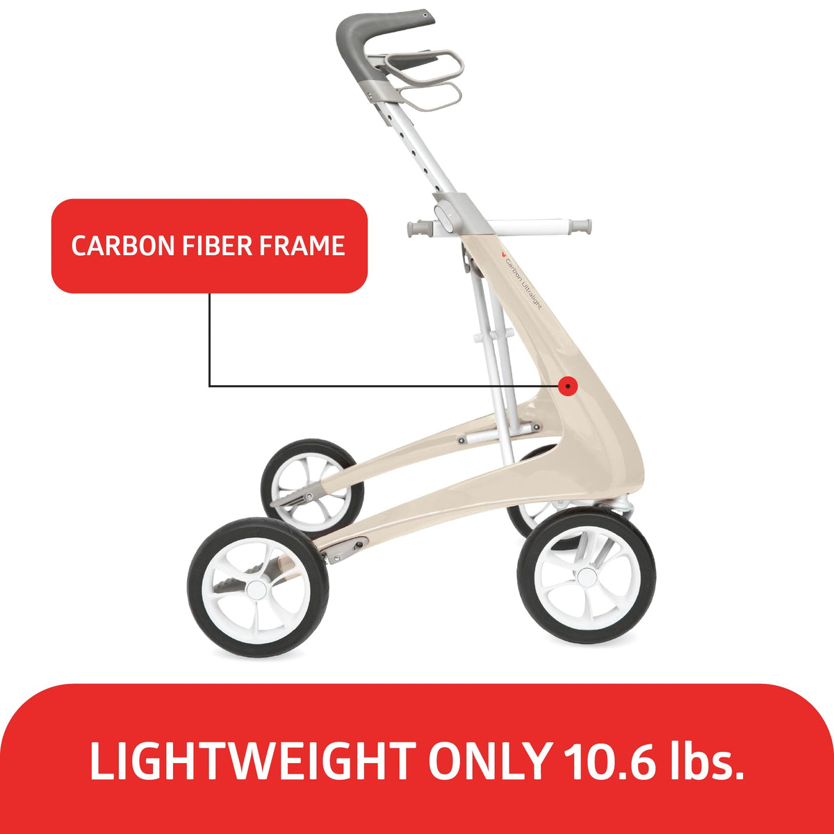 Carbon Ultralight Rollator Walker with Organizer Bag U2260