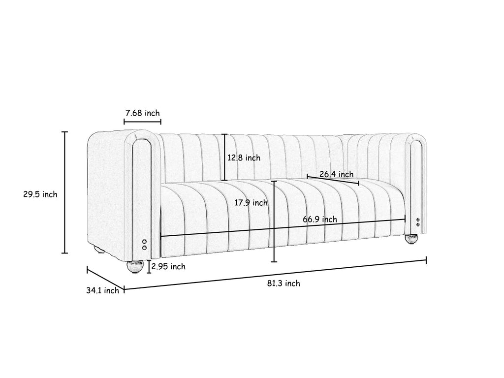 Blue Tufted Velvet Sofa with Metal Legs E129
