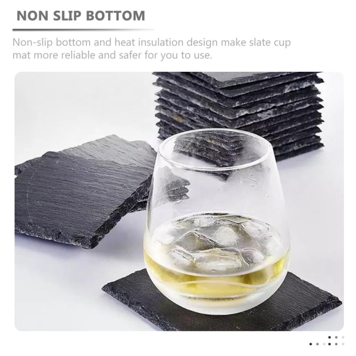 Natural Stone Cup Coaster Set with Non Slip Bottom K670809