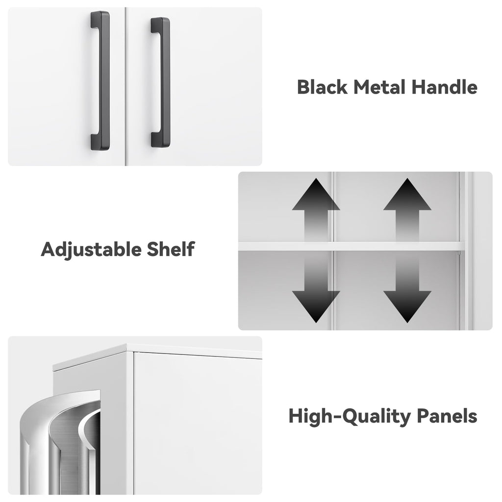 Lockable White Wall Cabinet with Adjustable Shelf O881072