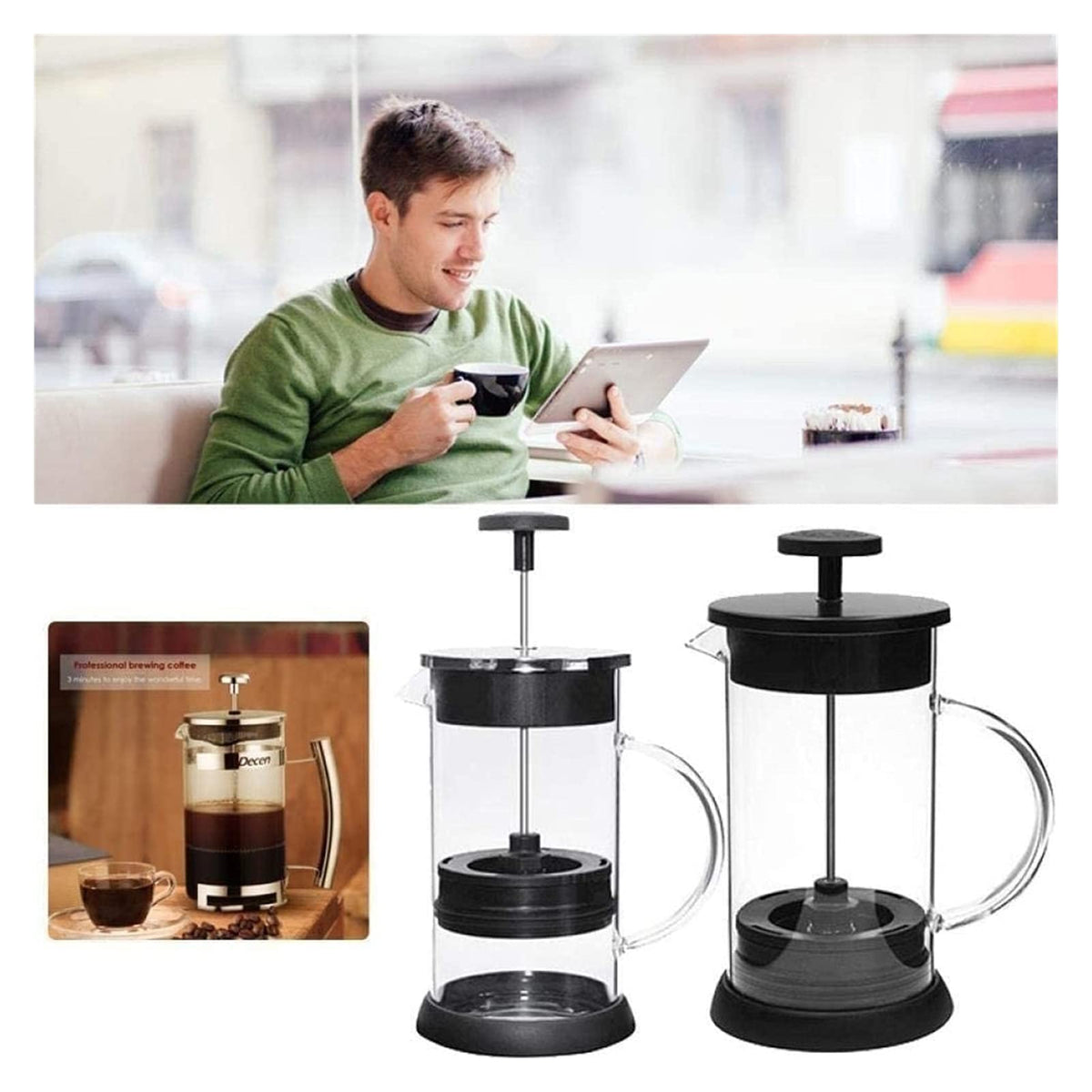 34 Oz Stainless Steel French Coffee Press with Triple Filters S611