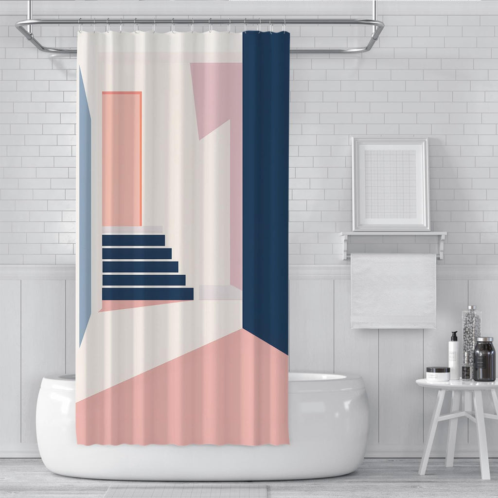 Pink Geometric Shower Curtain 72x72 Inches H1934