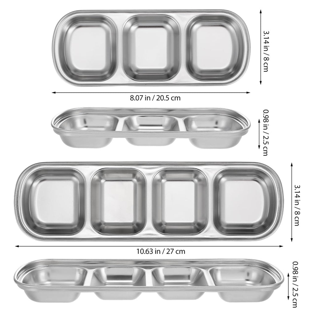 2pcs Stainless Steel Compartment Pet Food Bowls U68541