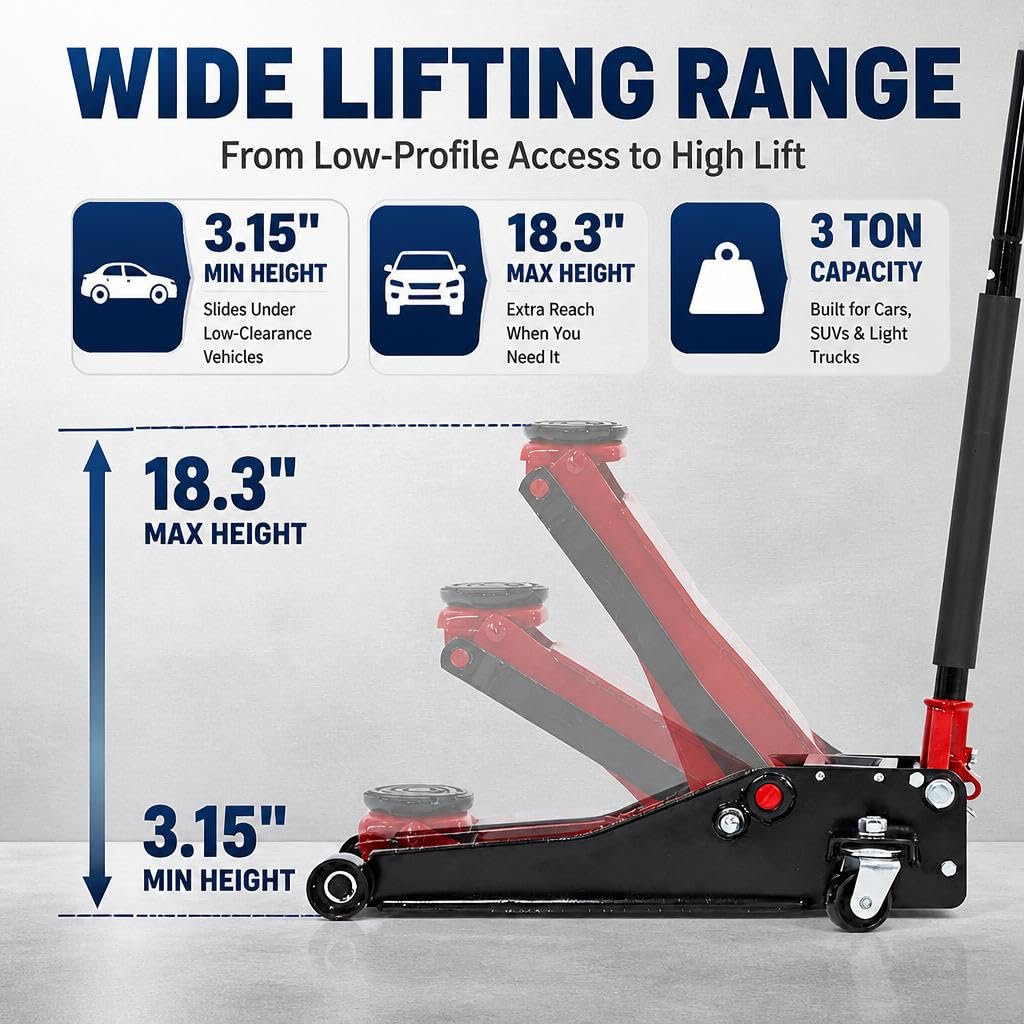 3 Ton Low Profile Steel Hydraulic Floor Jack K33244