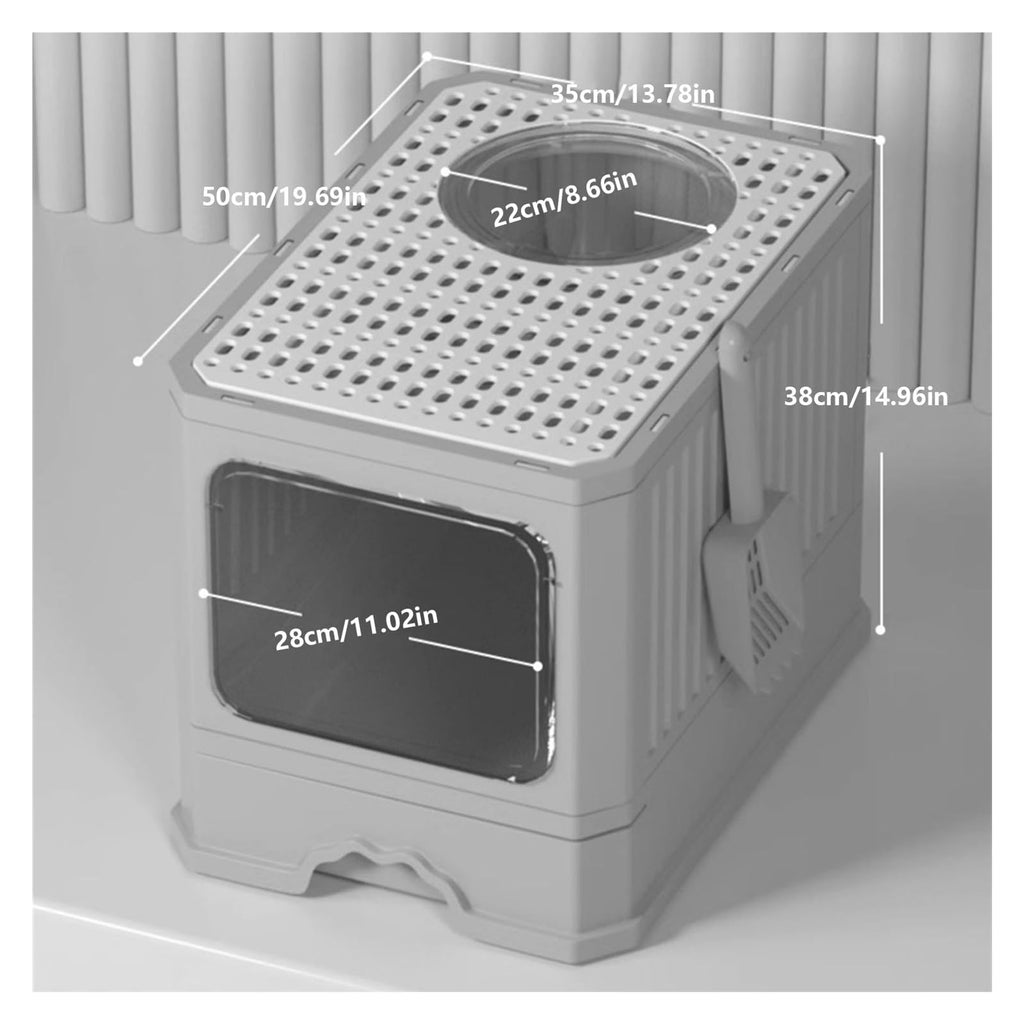 Foldable Cat Litter Box with Lid and Scoop I950