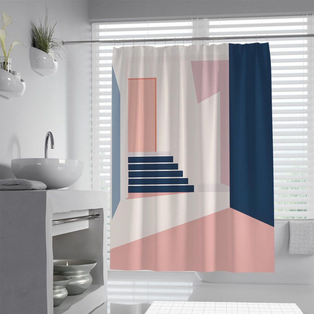Pink Geometric Shower Curtain 72x72 Inches H1934