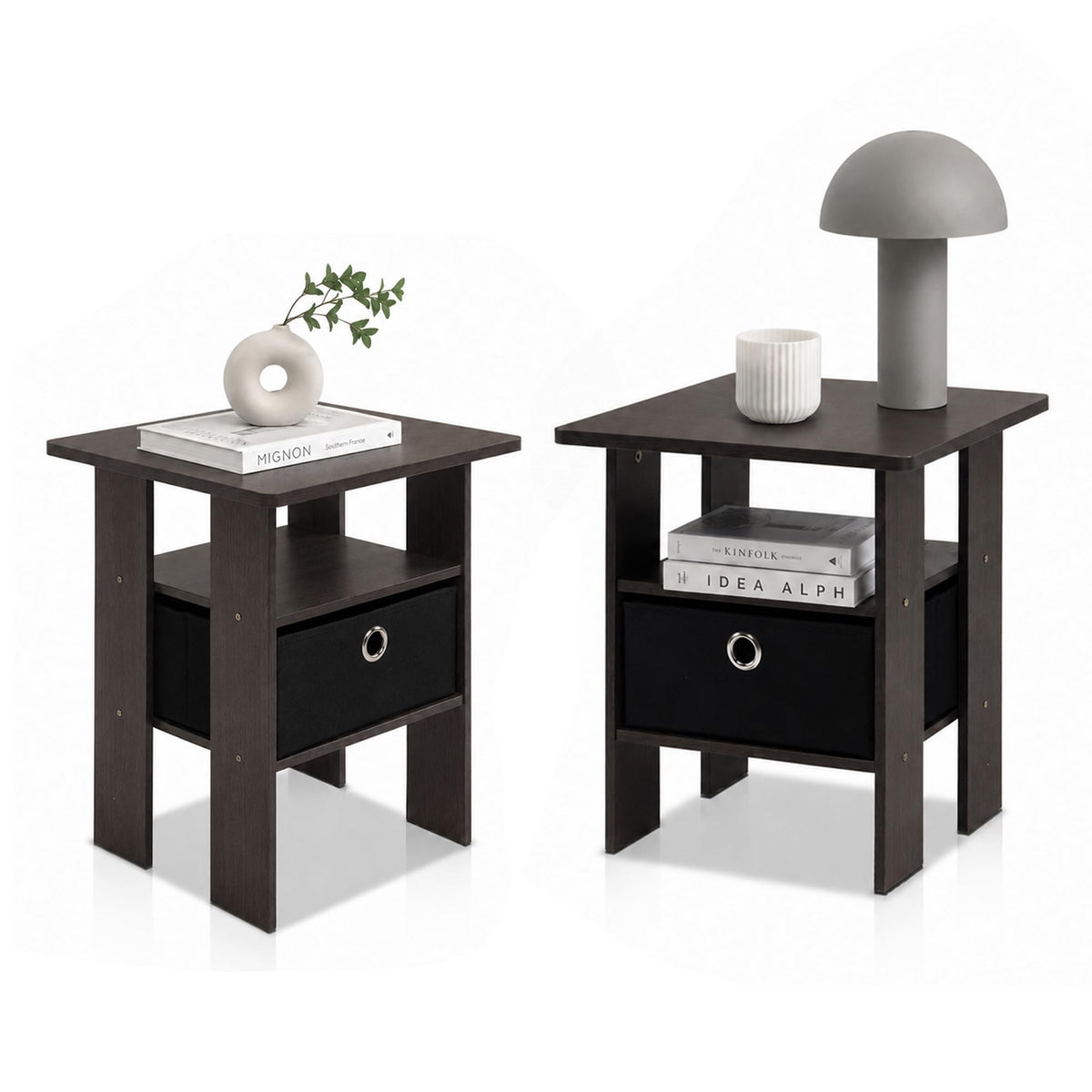 Brown 3-Tier Square Side Table Set of 2 I296024